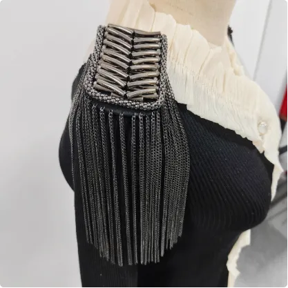 Metal Super Long Chain Simple Men's And Women's Clothing Ornament Tassel Epaulet - Gun Color One