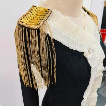 Metal Super Long Chain Simple Men's And Women's Clothing Ornament Tassel Epaulet Golden One - Shop at LoveMi