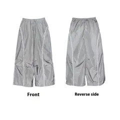 Metal Bright Windproof Quick-drying Outfit Long Sleeve Jacket Casual Pants - Silvery Pants - View 1