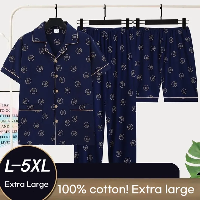 Men's Pajamas Summer Cotton Short Sleeve Trousers