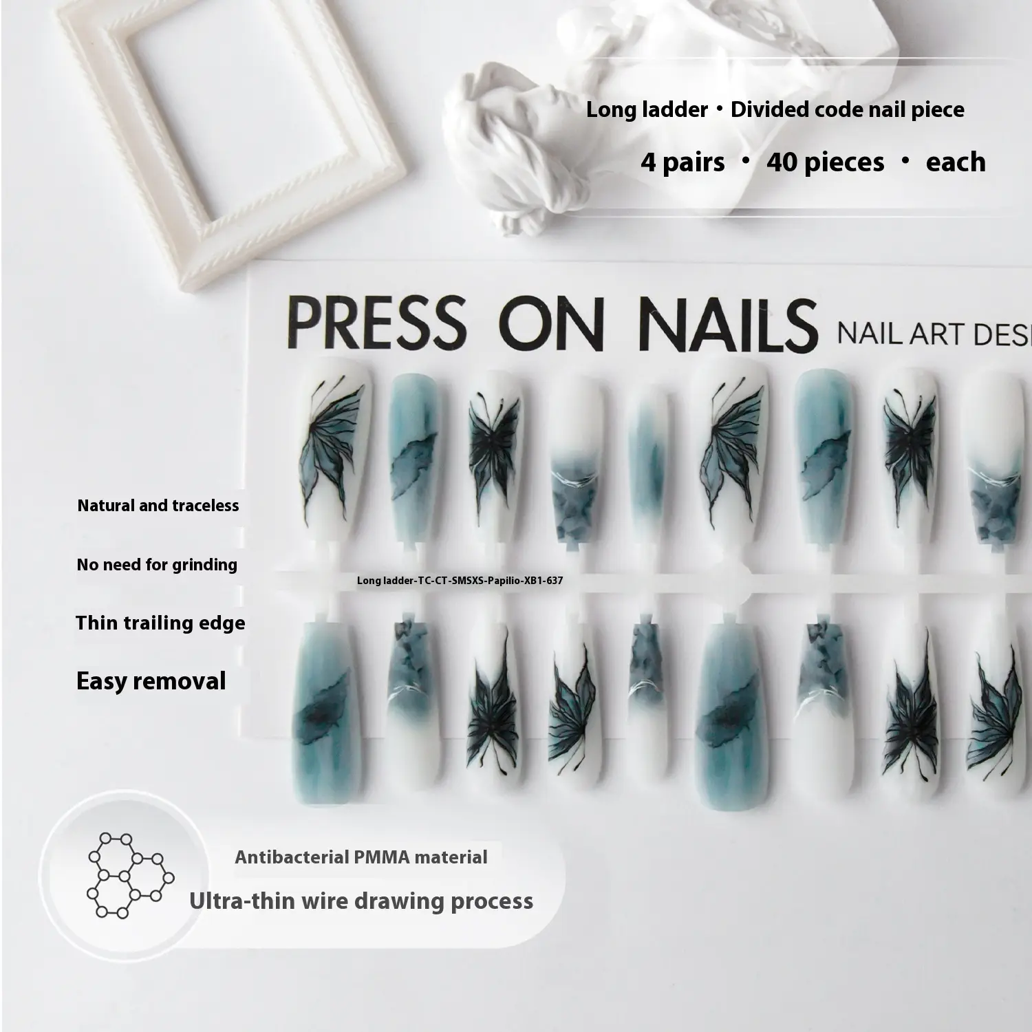 Ancient Style New Chinese Style Wear Nail Tip French Autumn And Winter Background Color