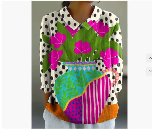 Ladies Flower Fashion Personality Polo Collar Top B57Lkg23Rffqqz 4Xl - Shop at LoveMi