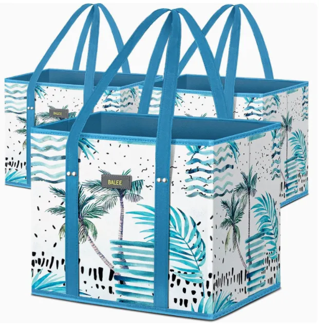 Folding Box Square Reinforced Hard bottom Shopping Bag Blue - Shop at LoveMi