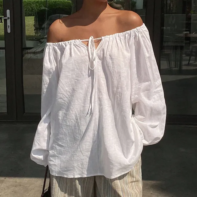 Women's Casual Beach Holiday Style Loose Shirt White - Shop at LoveMi