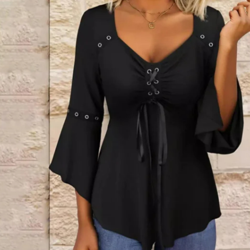Black V-Neck Plain Top