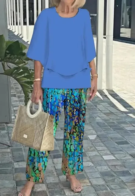 Summer Floral Print Short Sleeve Top Loose Pants Two Piece Set 5Color - Shop at LoveMi