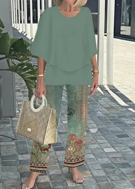 Summer Floral Print Short Sleeve Top Loose Pants Two Piece Set 6Color - Shop at LoveMi