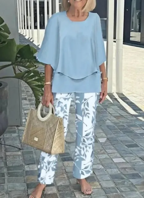 Summer Floral Print Short Sleeve Top Loose Pants Two Piece Set 1Color - Shop at LoveMi