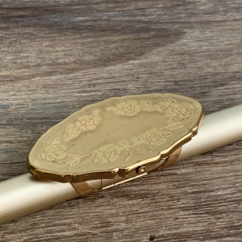 مشبك مرآة أحمر شفاه عتيق بتصميم وردة ذهبية