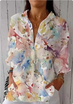 Women's Creative Fashion 3D Printing Lapel Casual Shirt 1224441Sx2776 - Shop at LoveMi