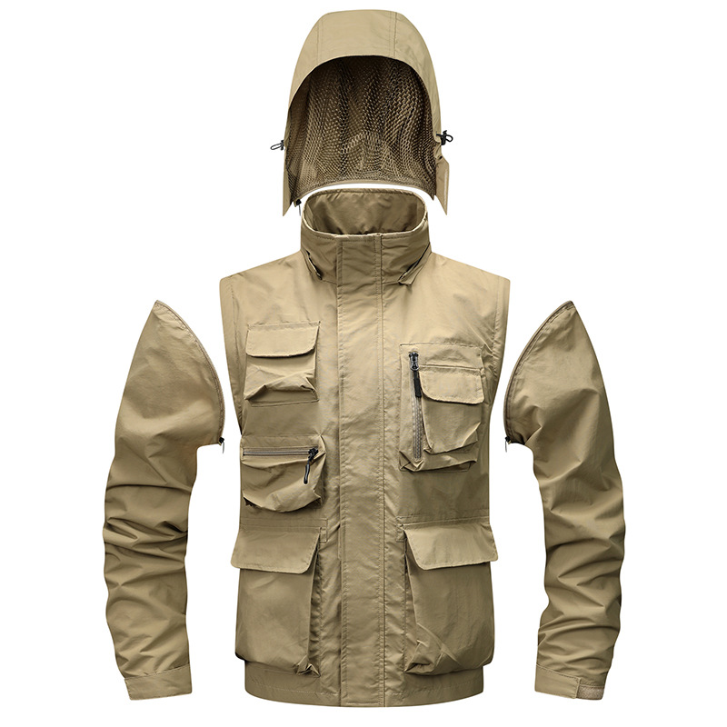 Outdoor Windproof Shell Jacket Loose Plus Size Casual Multi-pocket Workwear Jacket