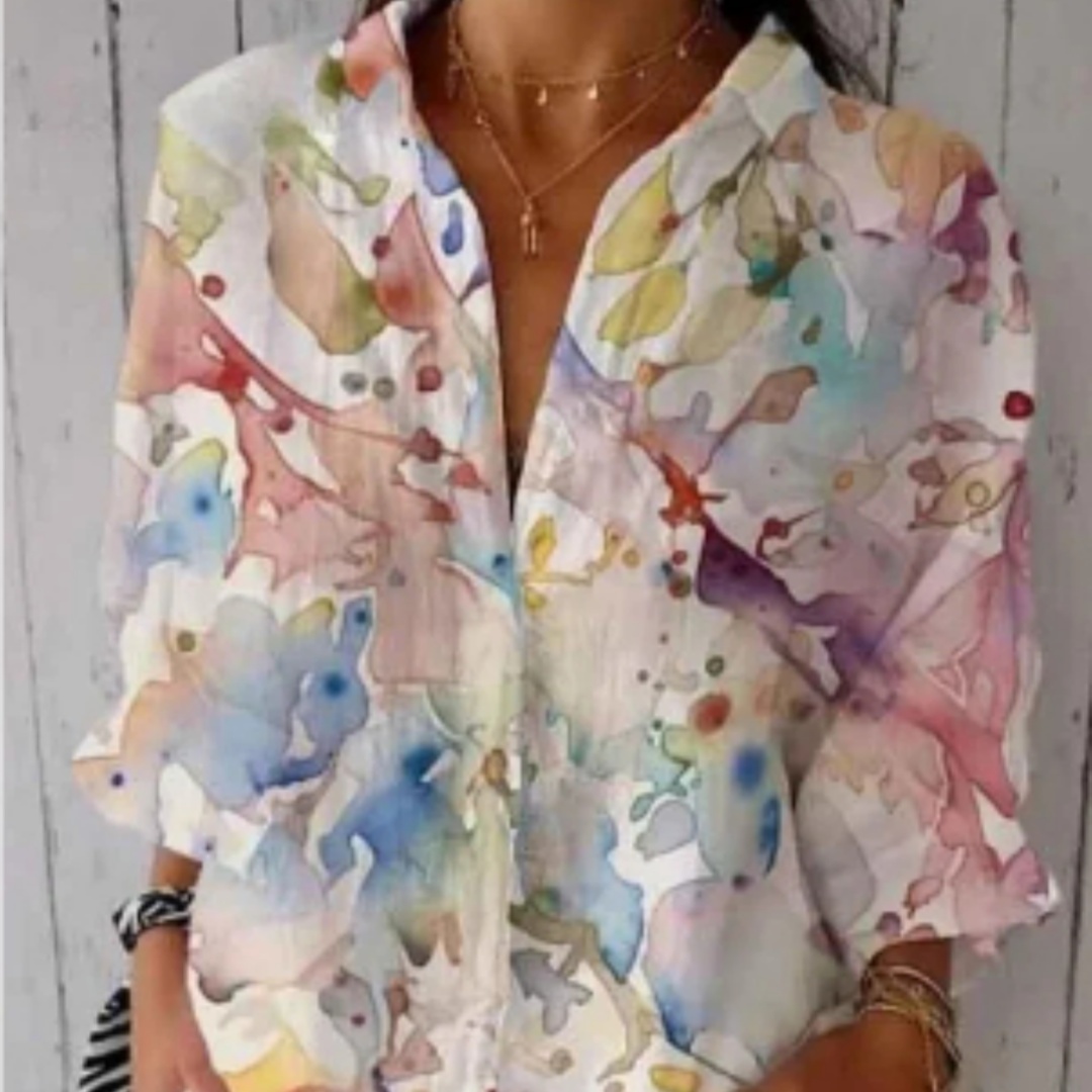 Women's Creative Fashion 3D Printing Lapel Casual Shirt