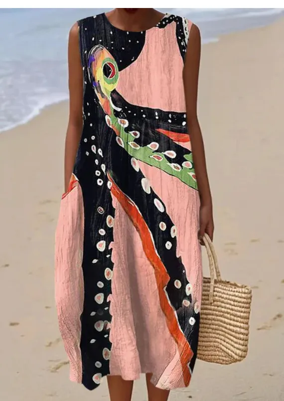 Spring And Summer New Sleeveless Casual Printing Temperament Long Dress Style1 - Shop at LoveMi
