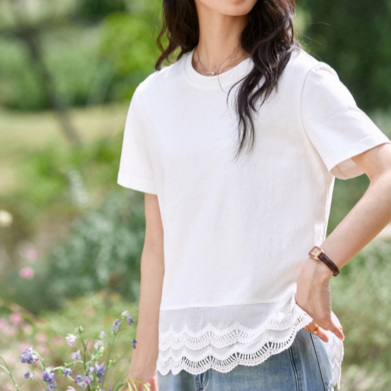 Summer Double-layer Wave Lace Design Blouse