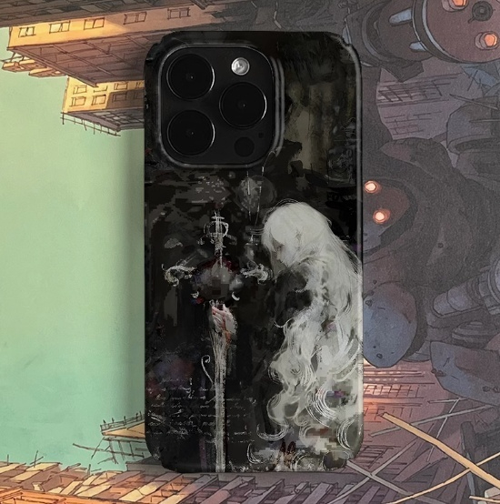 Retro White Hair Girl Art Phone Case