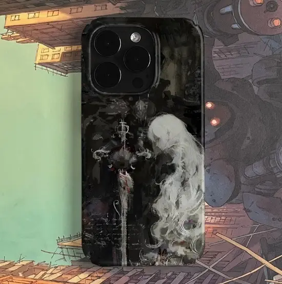 Retro White Hair Girl Art Phone Case