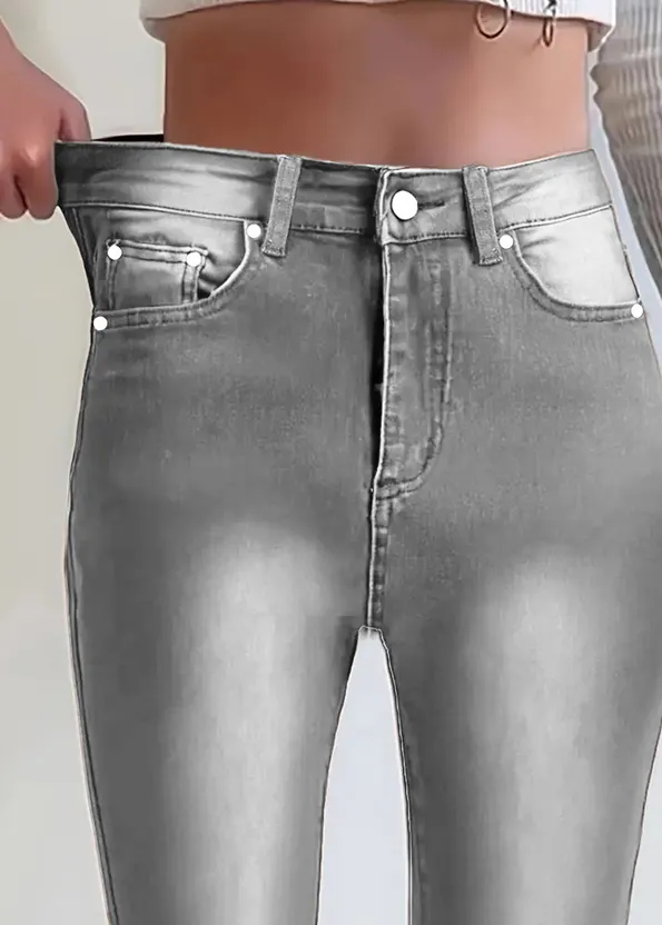 American Retro Brown Straight leg Denim Pants Grey - Shop at LoveMi