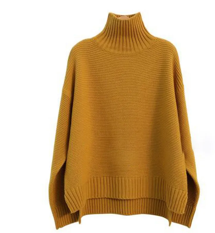 Cashmere Turtleneck Knitted Bottoming Sweater - Yellow