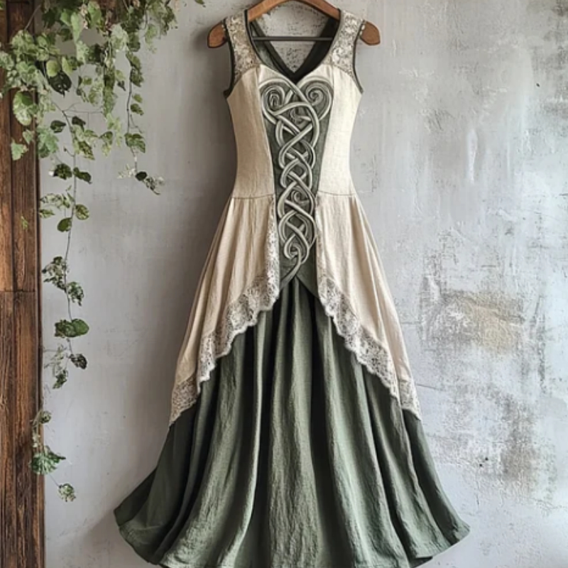 Viking Tribal Celtic Knot Art Lace Linen Tank Dress