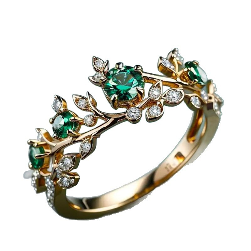 Geometric Creative Gold Inlaid Zircon Light Luxury Ring
