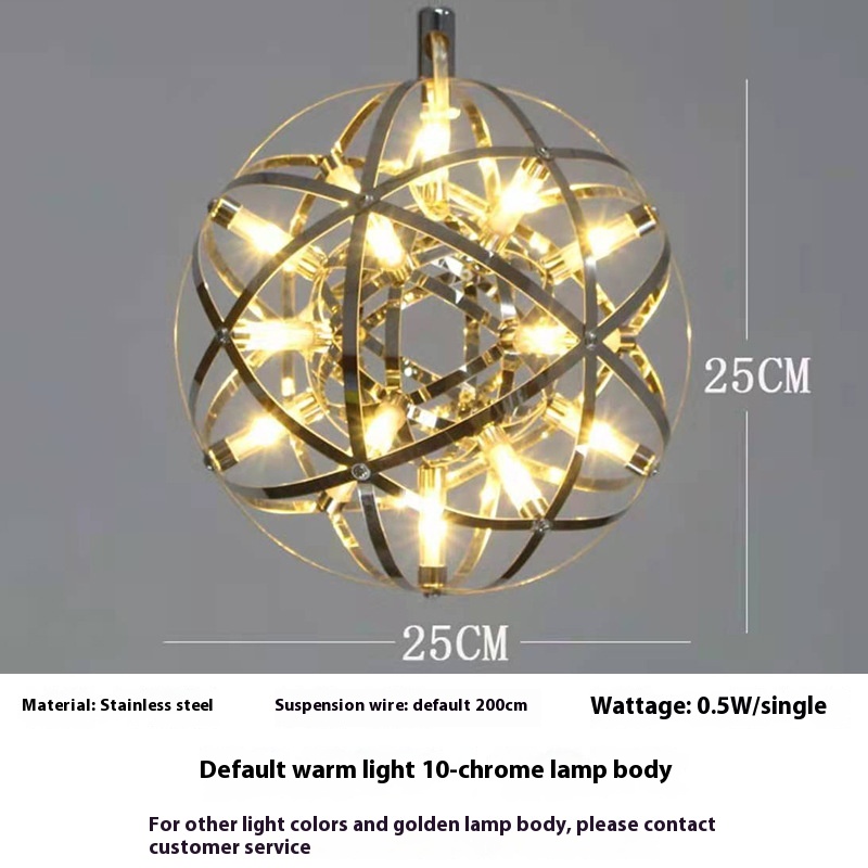 Banquet Hall Hollow Creative Led Sphere Chandelier - Image 3