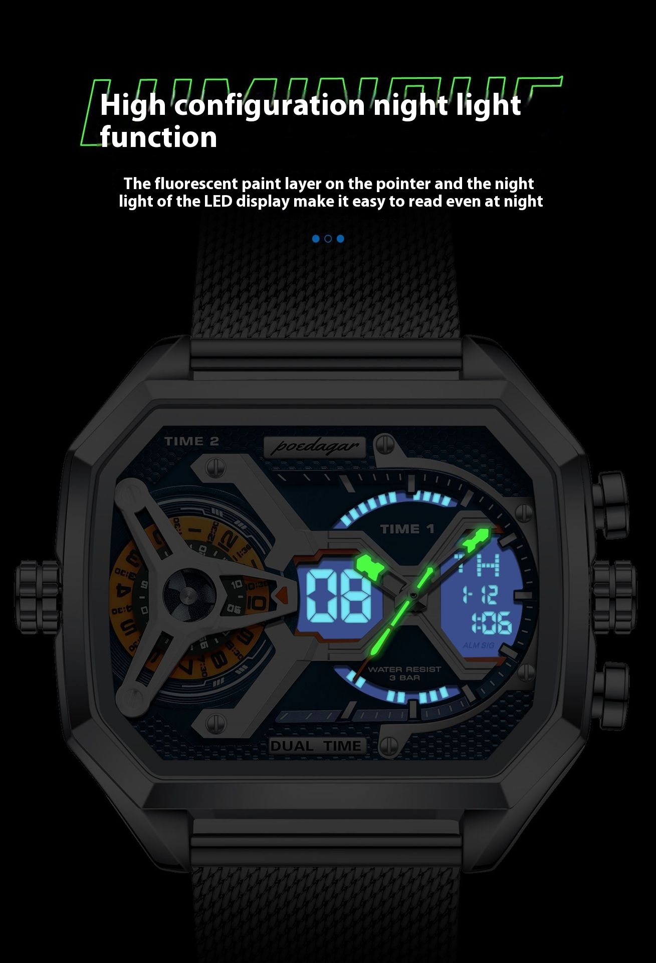Multifunctional Waterproof Luminous watch for men