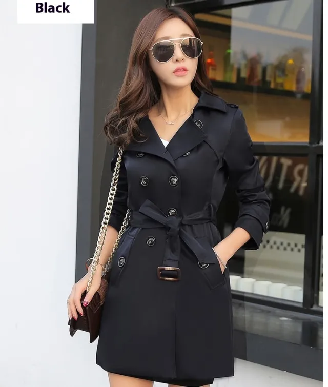 Women's Fashion Trench Coat Mid length Coat Black - Shop at LoveMi