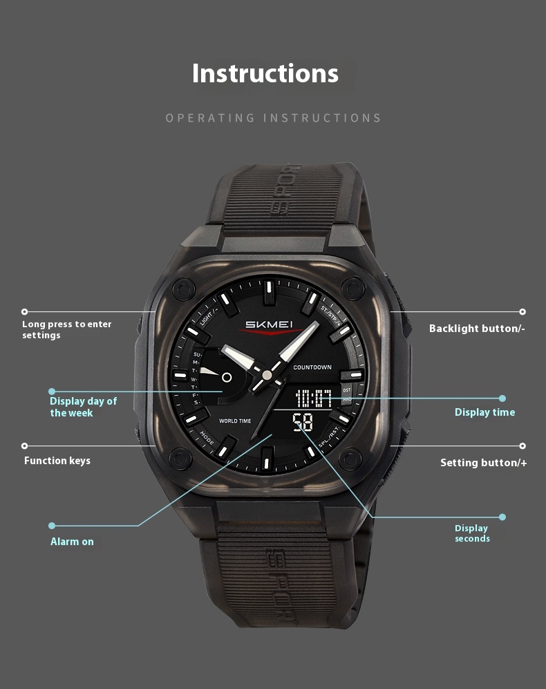 Skmei 2328 Analog Digital 5 Alarm Watch for men