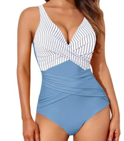 Women One piece Slim Fit One piece Swimsuit White - Shop at LoveMi