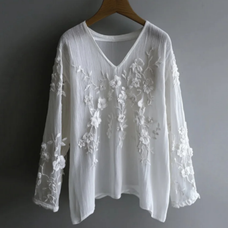 Vintage Floral Lace Comfy Long Sleeve Long sleeve Top Floral - Shop at LoveMi