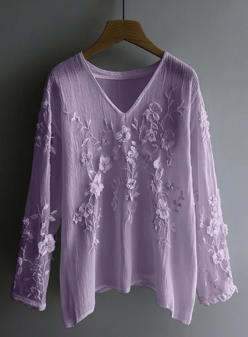 Vintage Floral Lace Comfy Long Sleeve Long-sleeve Top