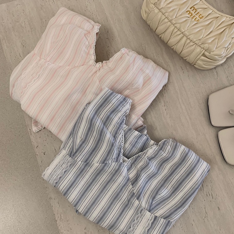 Striped Lace Versatile Halter Top