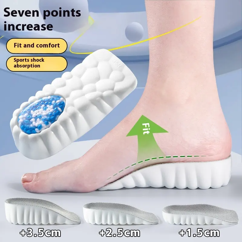 Soft Bottom Comfortable Insole with Increased Height Inside