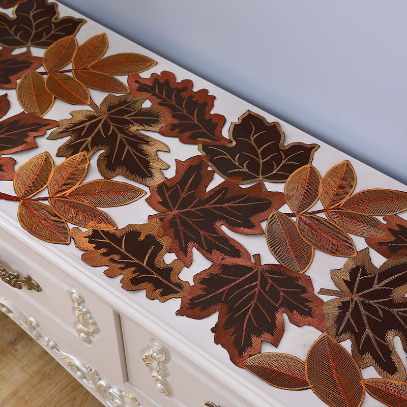 Creative Embroidered Leaves Hollow Patch Placemat — image 1