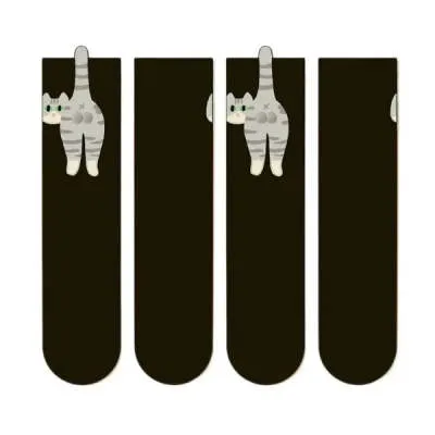 Cute Cat Socks With Balls Summer Breathable Soft Cotton Socks Funny Cotton Sock Middle Tube Girl Women Novelty Sport Socks Black 2Pair - Shop at LoveMi