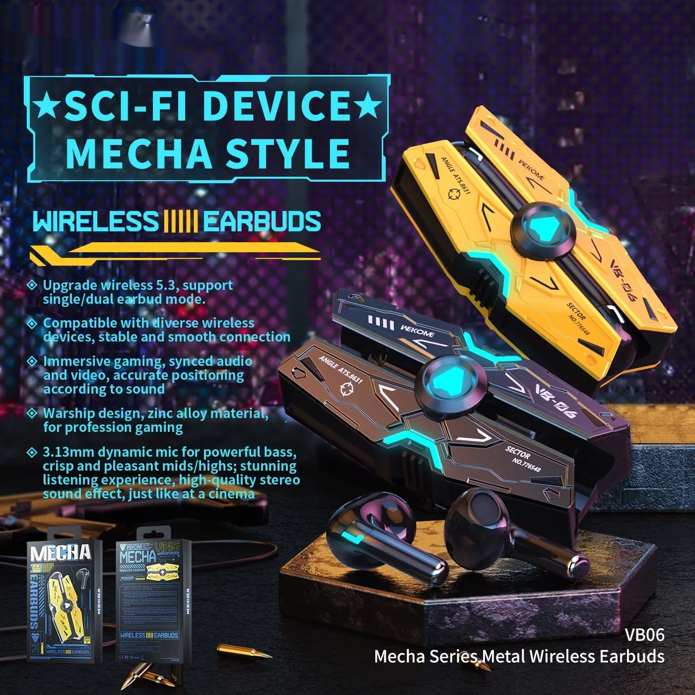 Mech Battleship Three-generation Alloy Bluetooth Headset