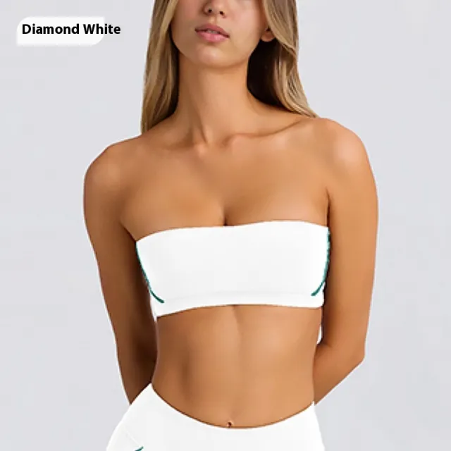 Women's Solid Color Sports Tube Top Strapless Trousers Suit White - Shop at LoveMi