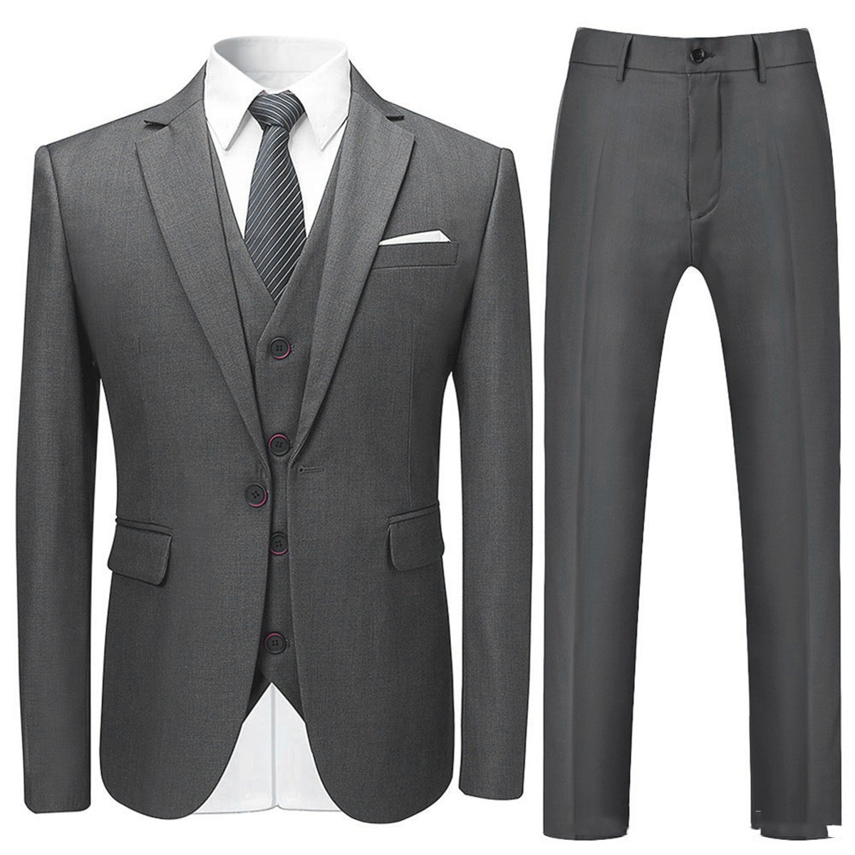 Men's Fashion Slim Suit Three-piece Suit