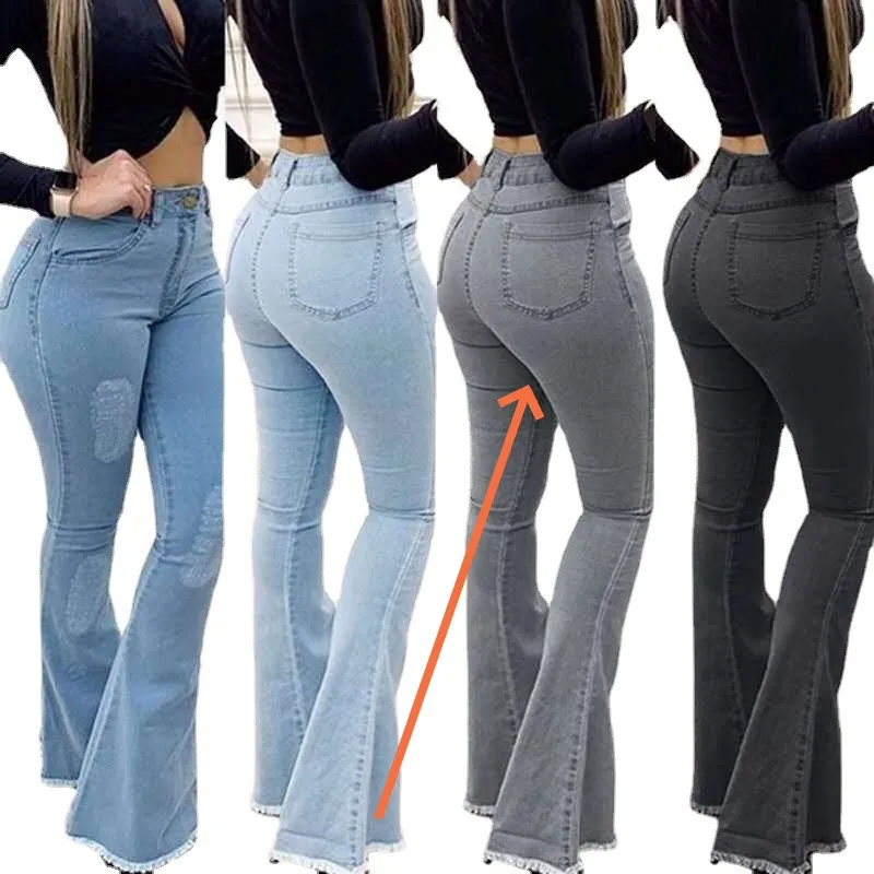 Women Fashion Elastic Ladies Jeans Pants - Gray - View 1