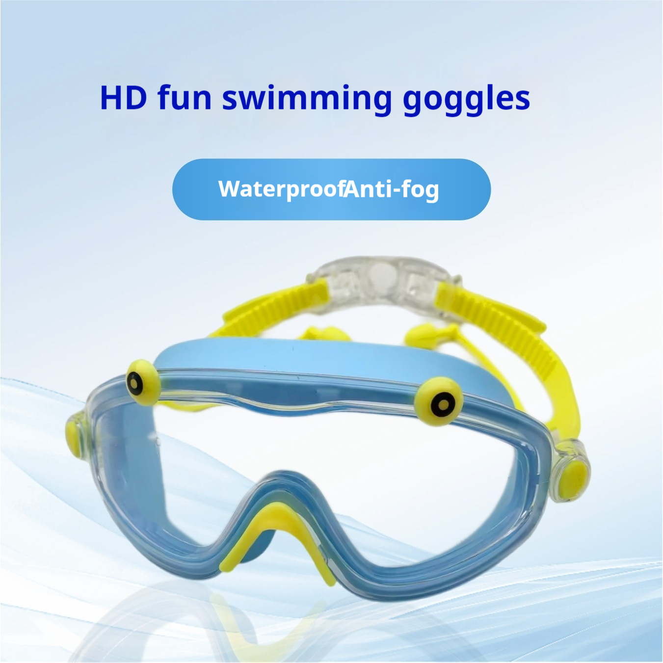 Children's HD Large Transparent Frame One-piece Earplugs Swimming Glasses
