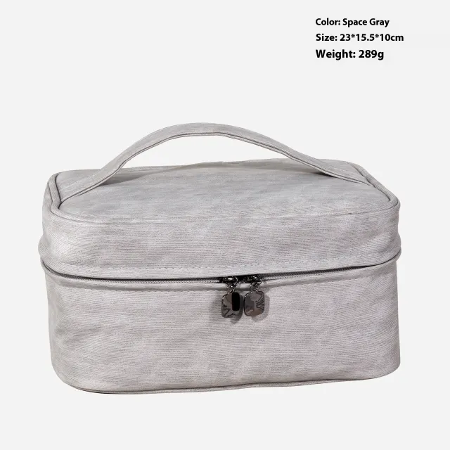 Puyangba Pattern Cosmetic Bag Large Capacity Travel Portable Space Gray - Shop at LoveMi