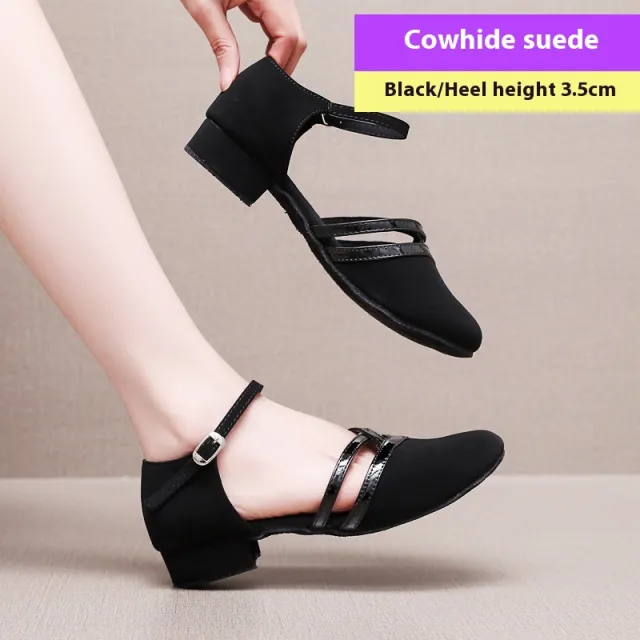 Latin Dance Low Heel Soft Bottom Girls Black - Shop at LoveMi