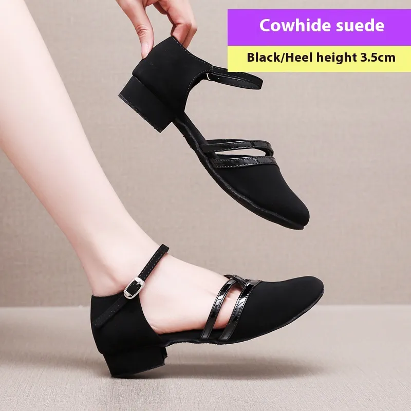 Latin Dance Low Heel Soft Bottom Girls - Black