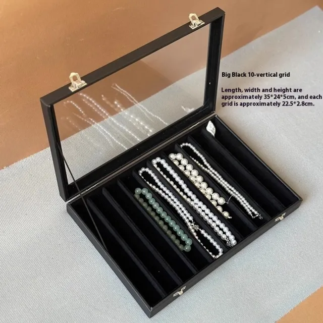 Black Jewelry Necklace Storage Display Box Black Necklace Box 10 Grid - Shop at LoveMi