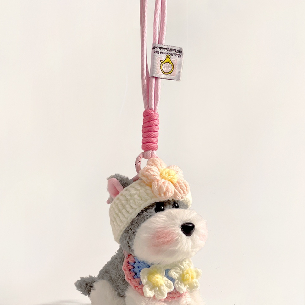 Cute Plush Puppy Schnauzer Doll And Bag Pendant