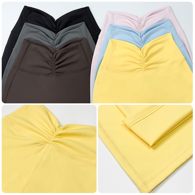 بنطال رياضي نسائي بخصر مرتفع بدون خطوط، مريح ومرن لليوغا، بقصة ضيقة تنتهى بتوسيع عند الكاحل