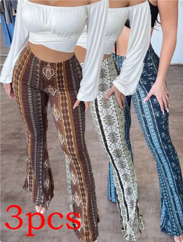 High Elastic Tight Pants Slim Sexy Print Trousers Womens Clothing Set1 Xl - Shop at LoveMi