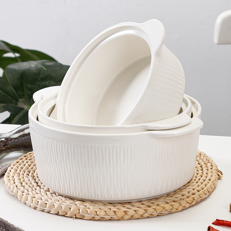 Nordic Ceramic Tableware Noodle Bowl Dual-sided Stockpot Checkered Soup Bowl With Lid