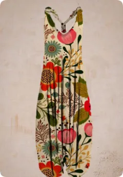 Abstract Printed Loose Plus Size Casual Suspender Jumpsuit - J - View 1
