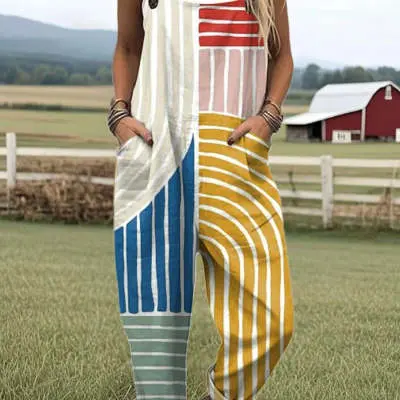 Summer Digital 3D Printing Button Strap Casual Suspenders